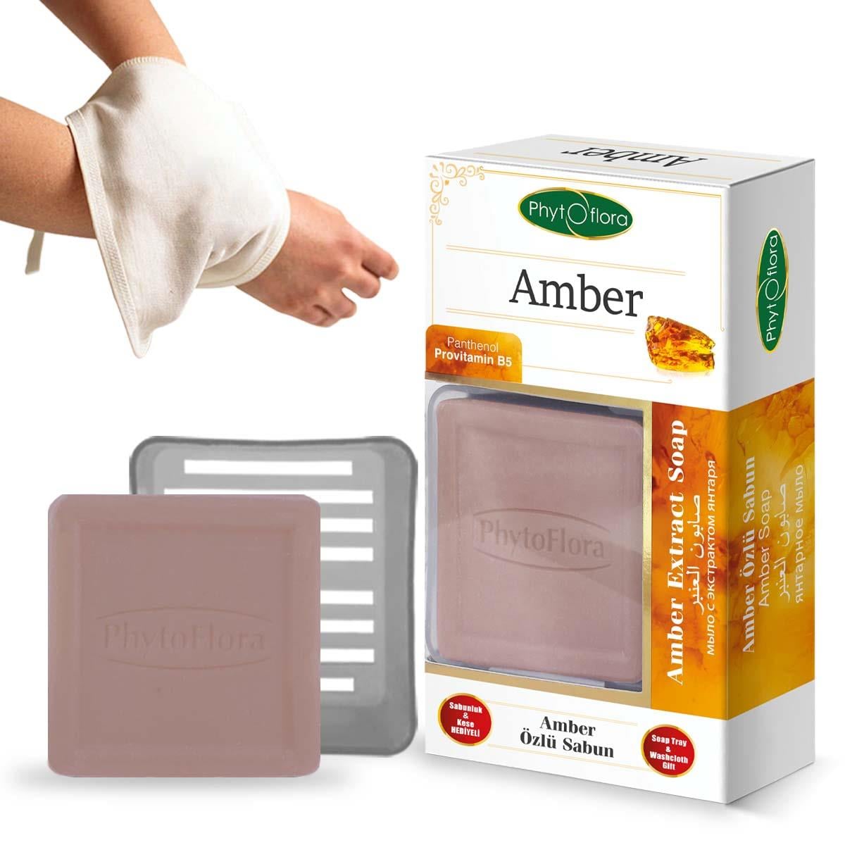 Amber Özlü Sabun Kese ve Sabunluk Hediyeli
