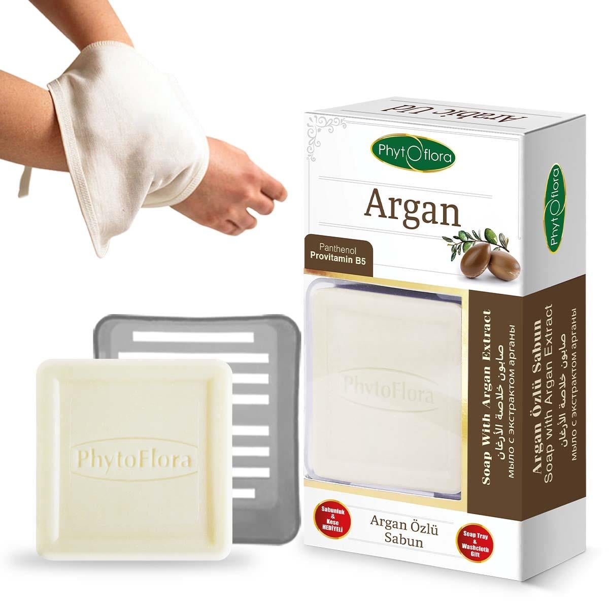 Argan Özlü Sabun Kese ve Sabunluk Hediyeli