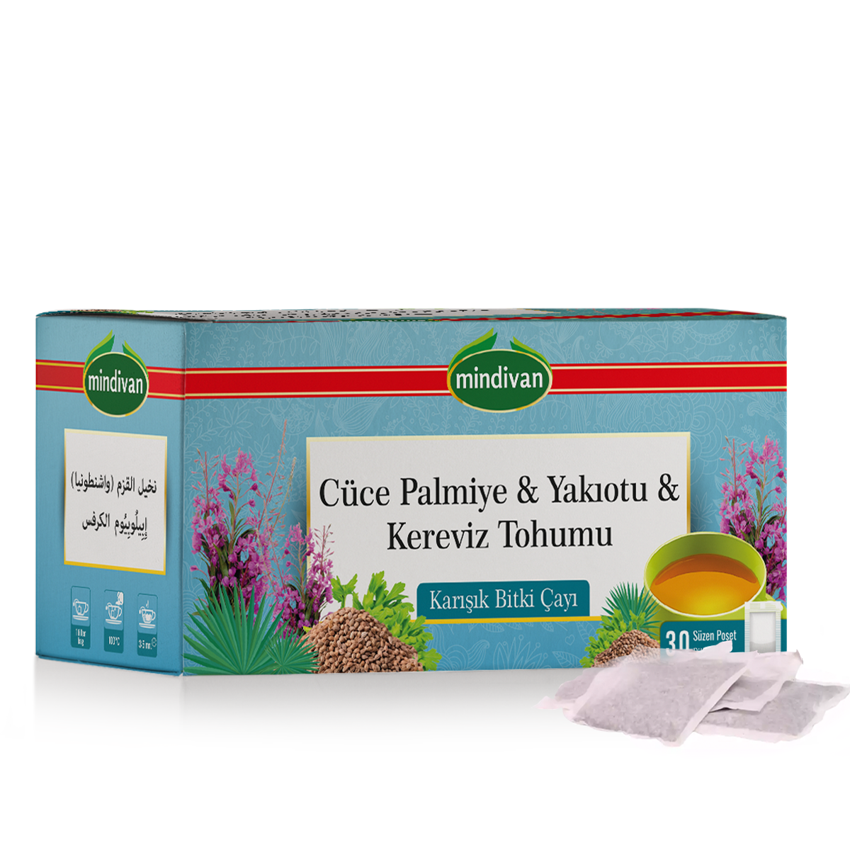 Cüce Palmiye & Yakıotu & Kereviz Tohumu  30 Lu Süzen Poşet