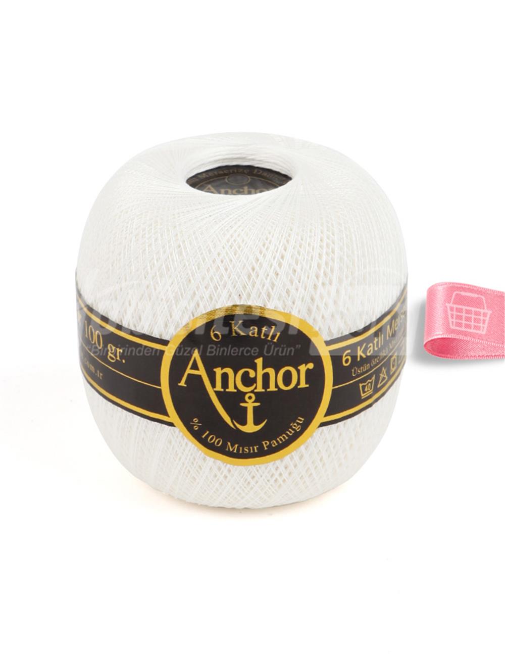 Anchor 6 Katlı Dantel İpliği No:60 100 gr - Beyaz