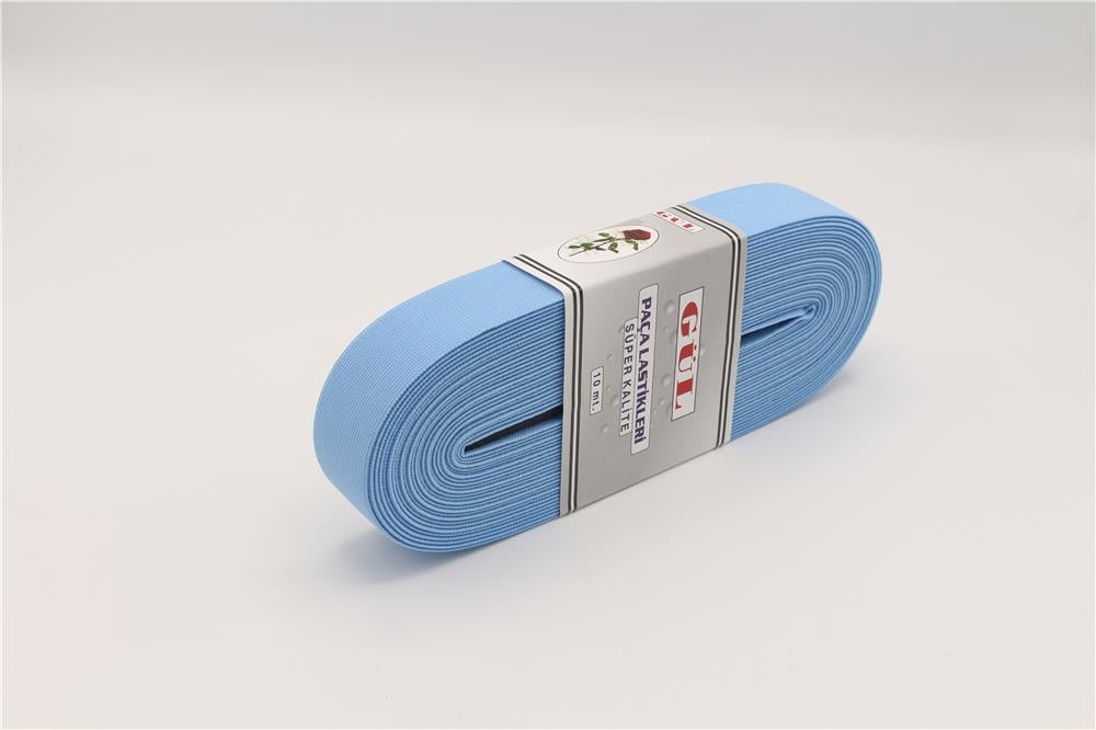 Gül Renkli Lastik 3 Cm - 10 mt Bebe Mavi