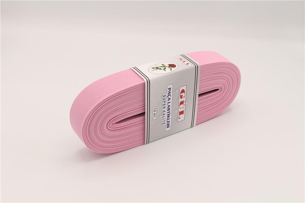 Gül Renkli Lastik 3 Cm - 10 mt Bebe Pembe