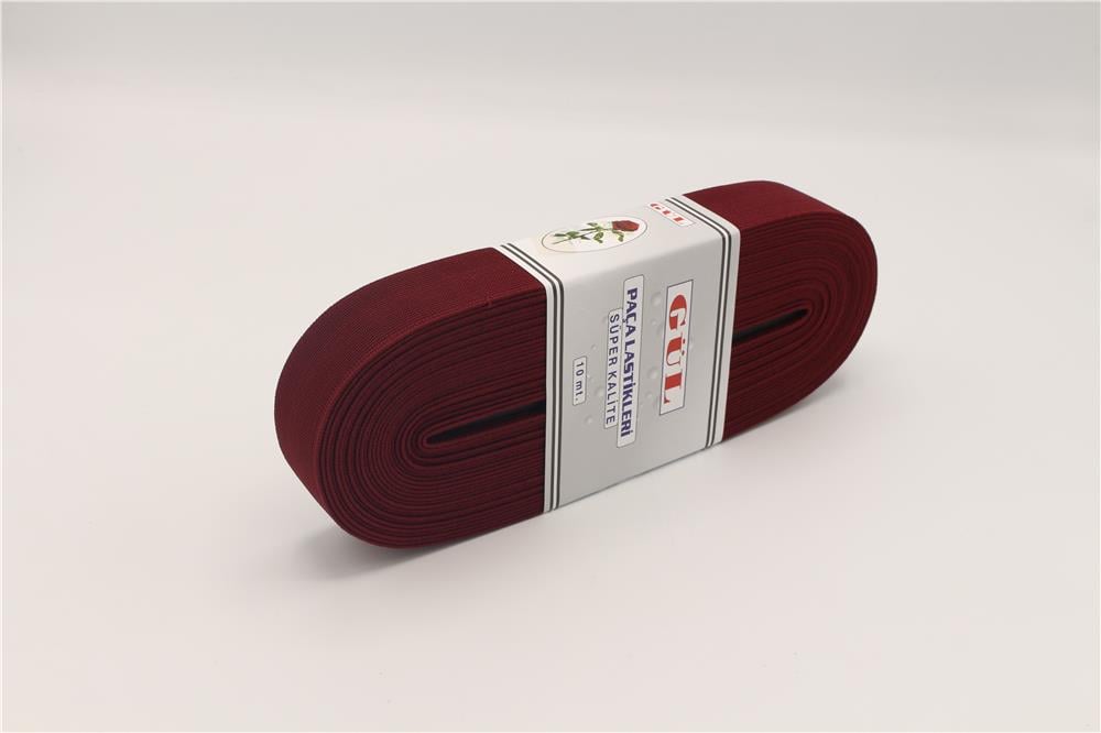 Gül Renkli Lastik 3 Cm - 10 mt Bordo