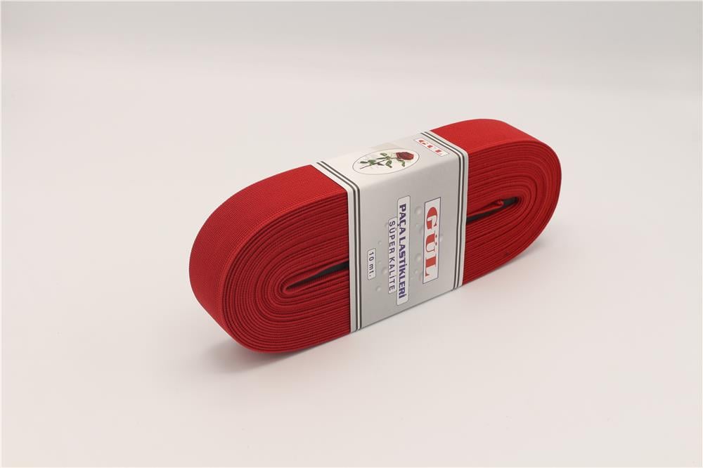 Gül Renkli Lastik 3 Cm - 10 mt Kırmızı