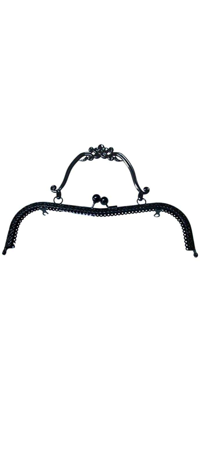  Çanta Klips Saplı Papatya 25 Cm Siyah