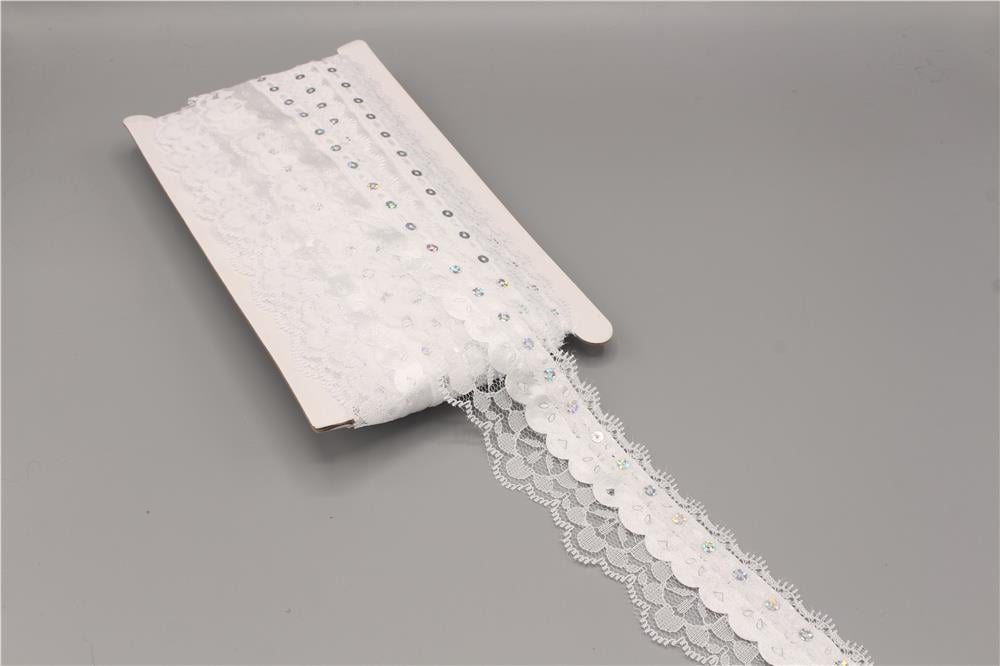 3312-Pullu Dantelli Şerit - 13 mt Beyaz