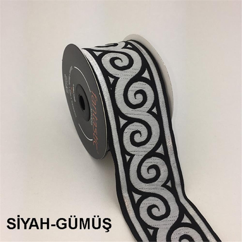 50061-Bordür - 10 mt Siyah-Gümüş