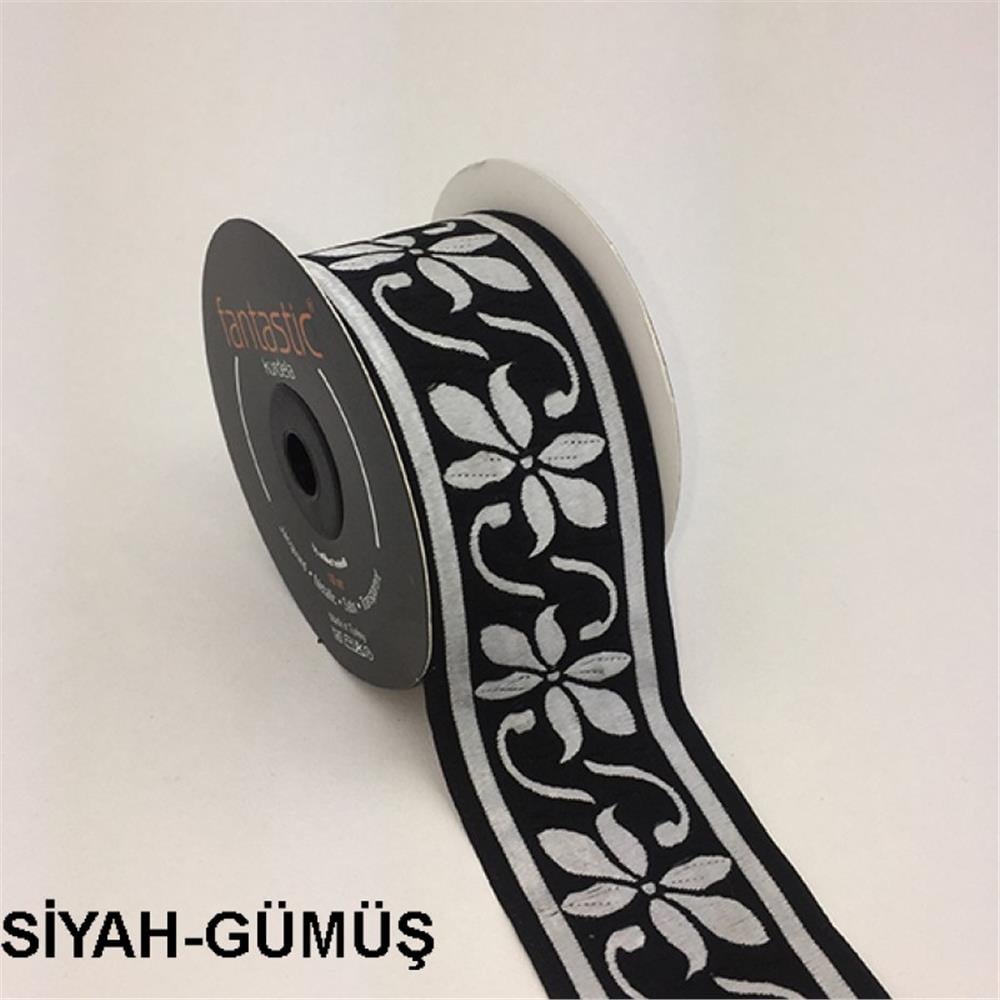 50084-Bordür - 10 mt Siyah-Gümüş
