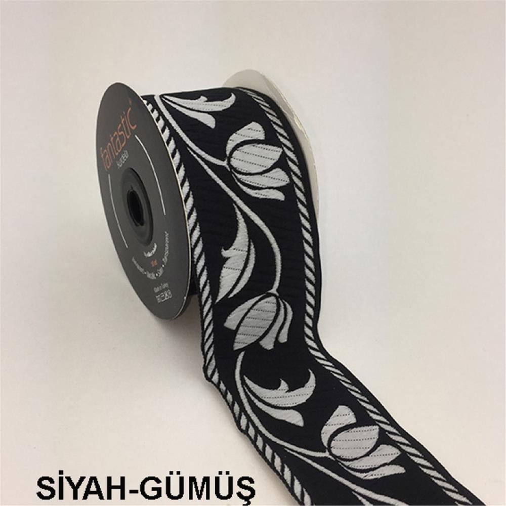 50090-Bordür - 10 mt Siyah-Gümüş