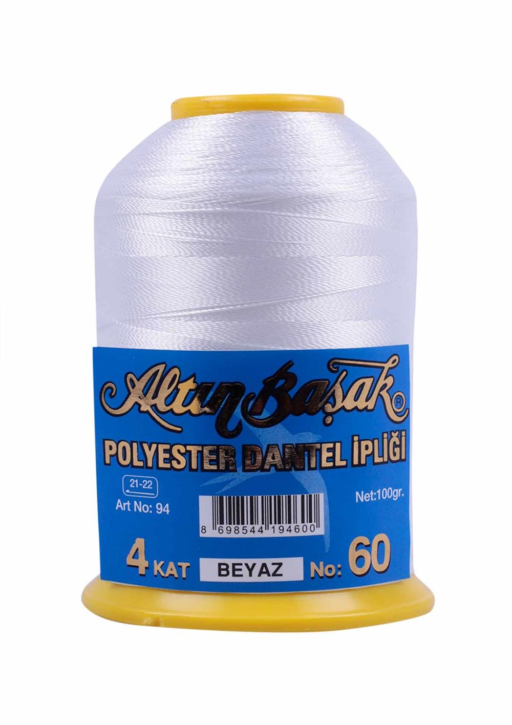 Altınbaşak Polyester Dantel İpliği 4 Kat No 60 - Beyaz