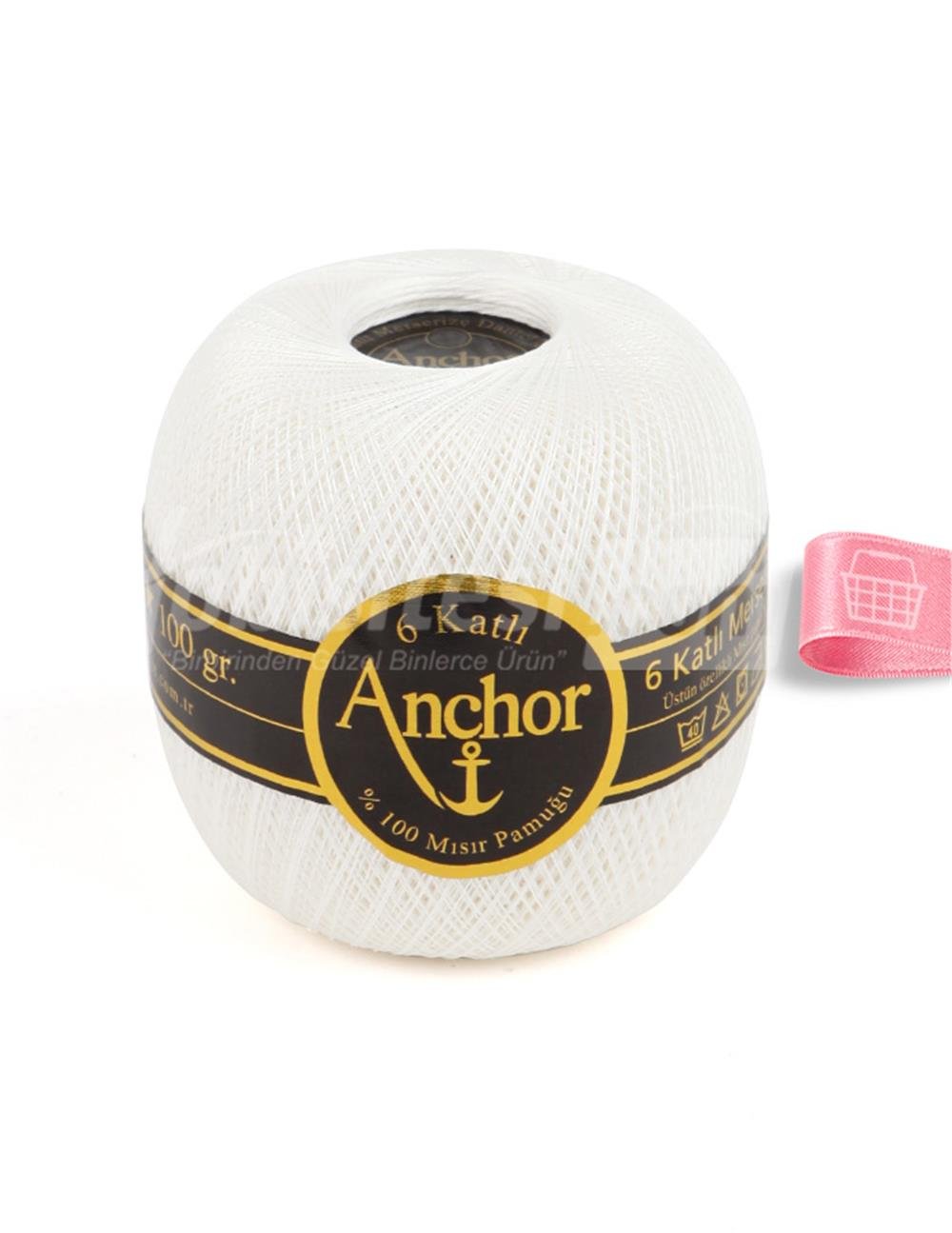 Anchor 6 Katlı Dantel İpliği No:70 100 gr - Beyaz
