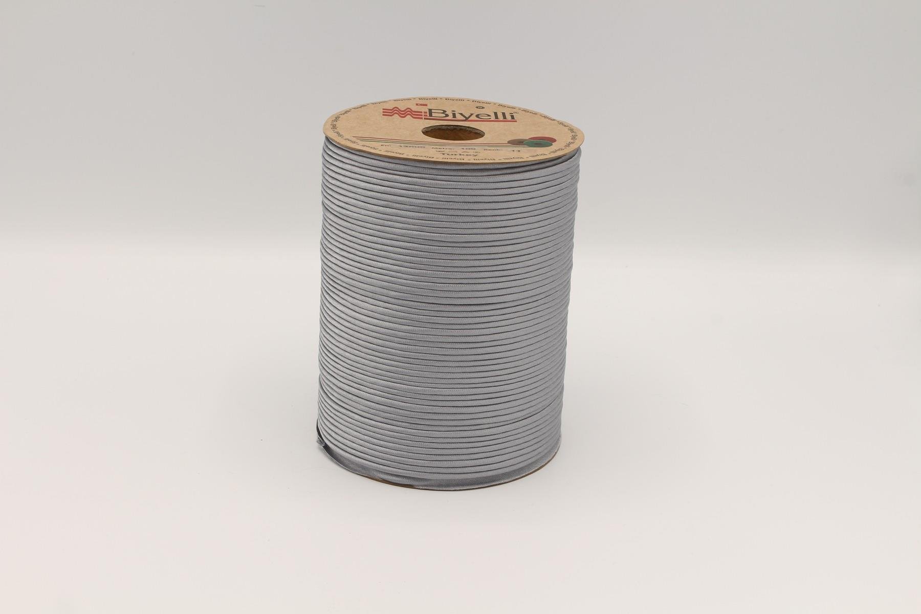 Biyelli Saten İpli Biye Gri