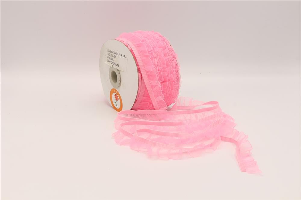 Fırfırlı Lastikler 18 mm Genişlik - 25 mt Bebe Pembe