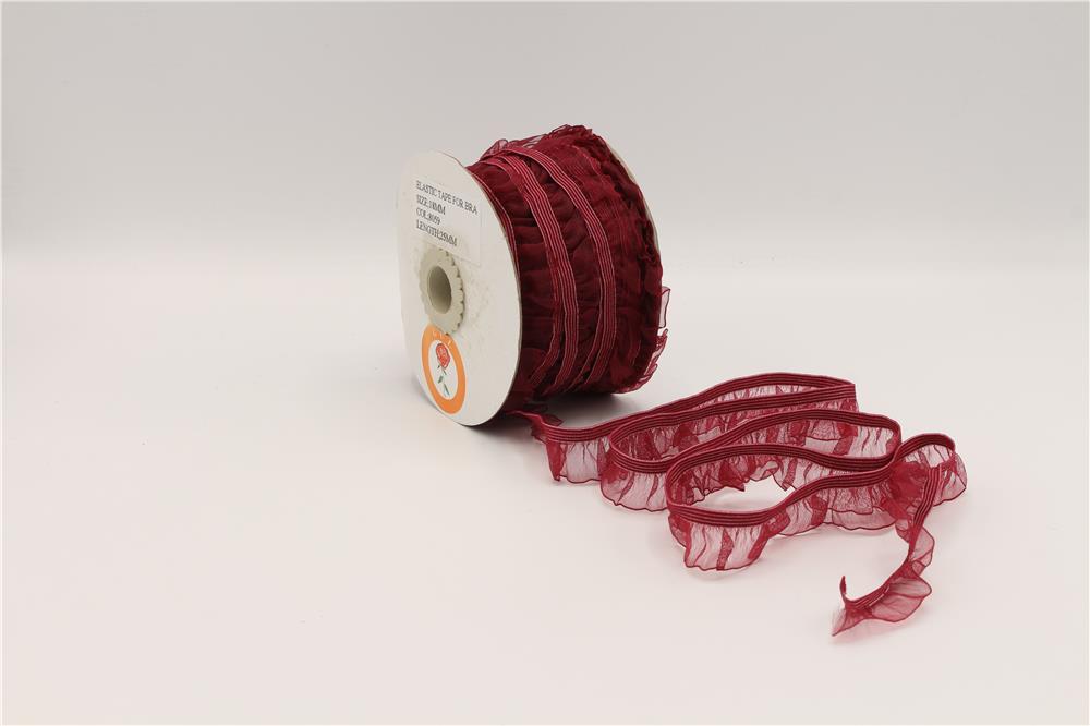 Fırfırlı Lastikler 18 mm Genişlik - 25 mt Bordo