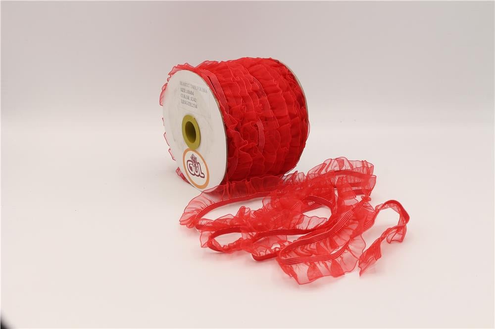 Fırfırlı Lastikler 18 mm Genişlik - 25 mt Kırmızı