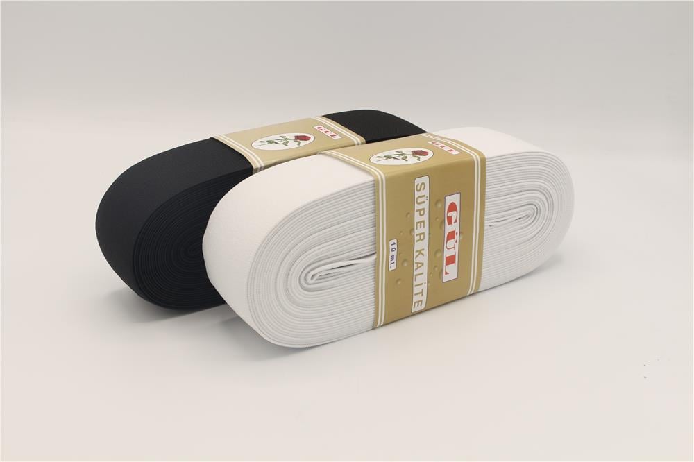 Gül Yumuşak Dokuma Paça Lastikleri Altın 4 Cm - 10 mt Siyah