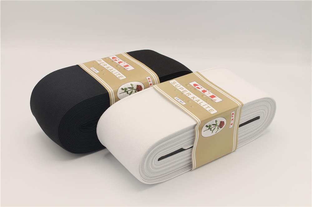 Gül Yumuşak Dokuma Paça Lastikleri Altın 7 Cm - 10 mt Siyah