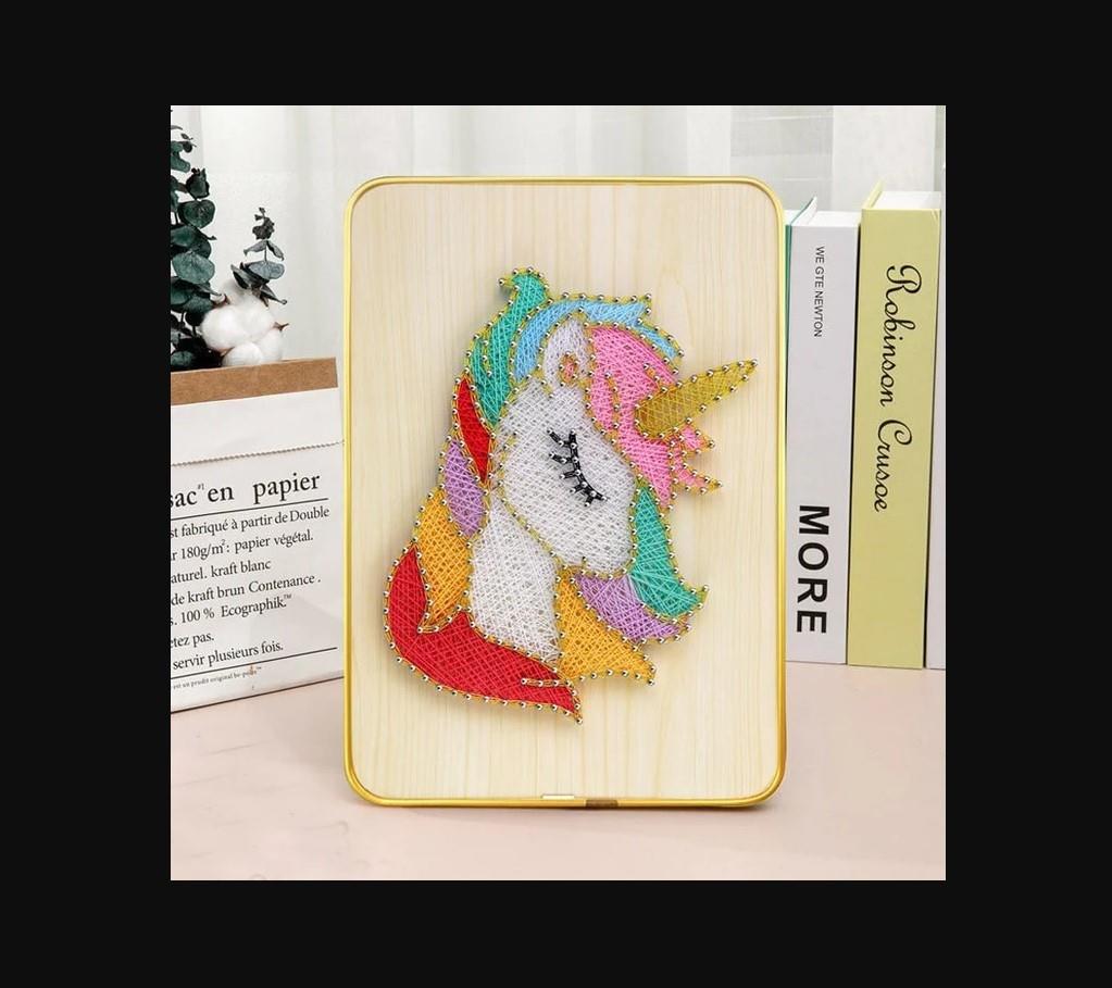 Kendin Yap Boynuzlu At İp Sanat Seti 20*20 cm