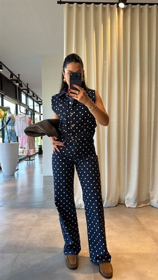 Denim Puantiyeli Takım