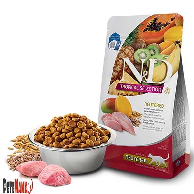 N&D Cat Tropical  Selection Tavuklu ve Tropik Meyveli Tahıllı Kısırlaştırılmış Kedi Maması 10 Kg 