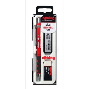 0.7 mm Kırmızı Versatil Kalem, Silgi ve Yedek Uç