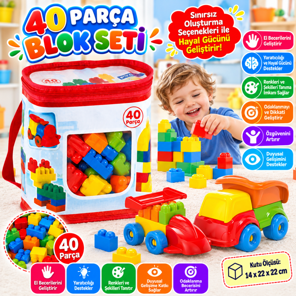 01021 Akıllı Çocuk Blokları 40 Parça