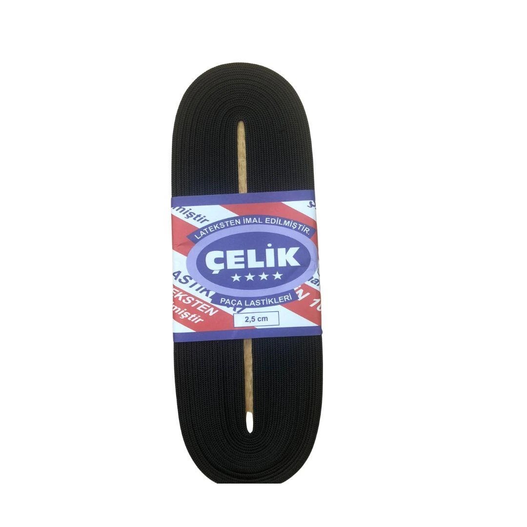 10 m 2.5 cm Siyah Paça Lastiği
