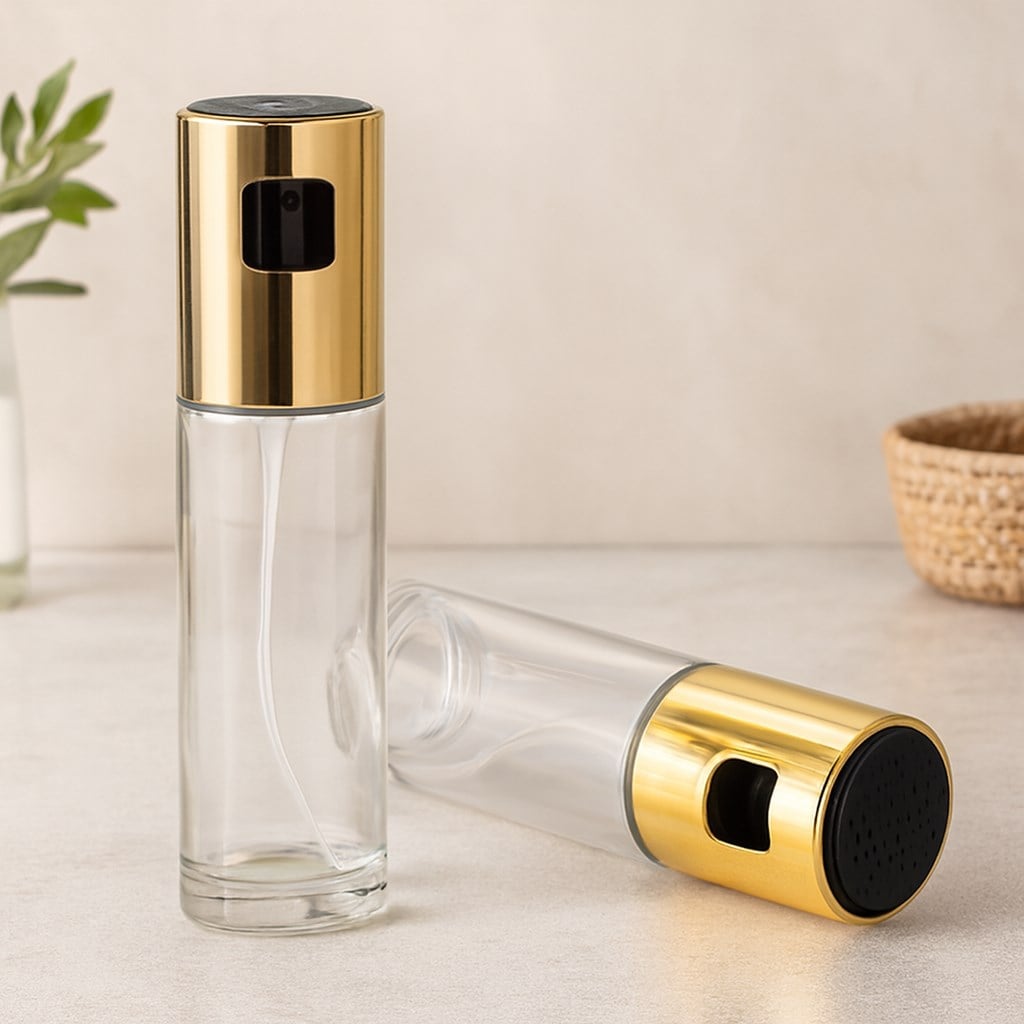 100 ml Cam Yağdanlık Sprey Şişe (İnce Uzun, Krom Başlık)