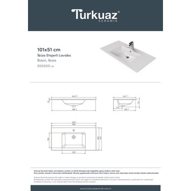 101 cm Etajerli Turkuaz Seramik Lavabo Tasarımı
