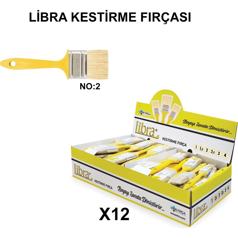 12 Adet Libra Kestirme Fırçası, No 2 Kalite Fırça Seti