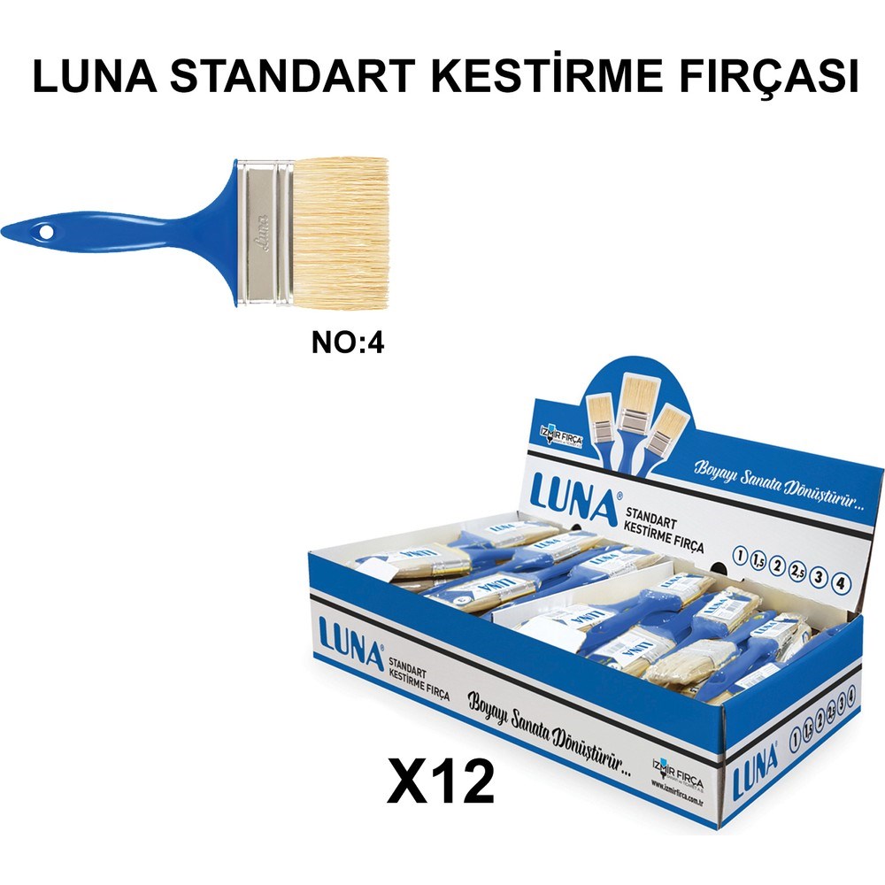 12 Adet Luna Standart Kestirme Fırçası, No 4 Kalite Seti