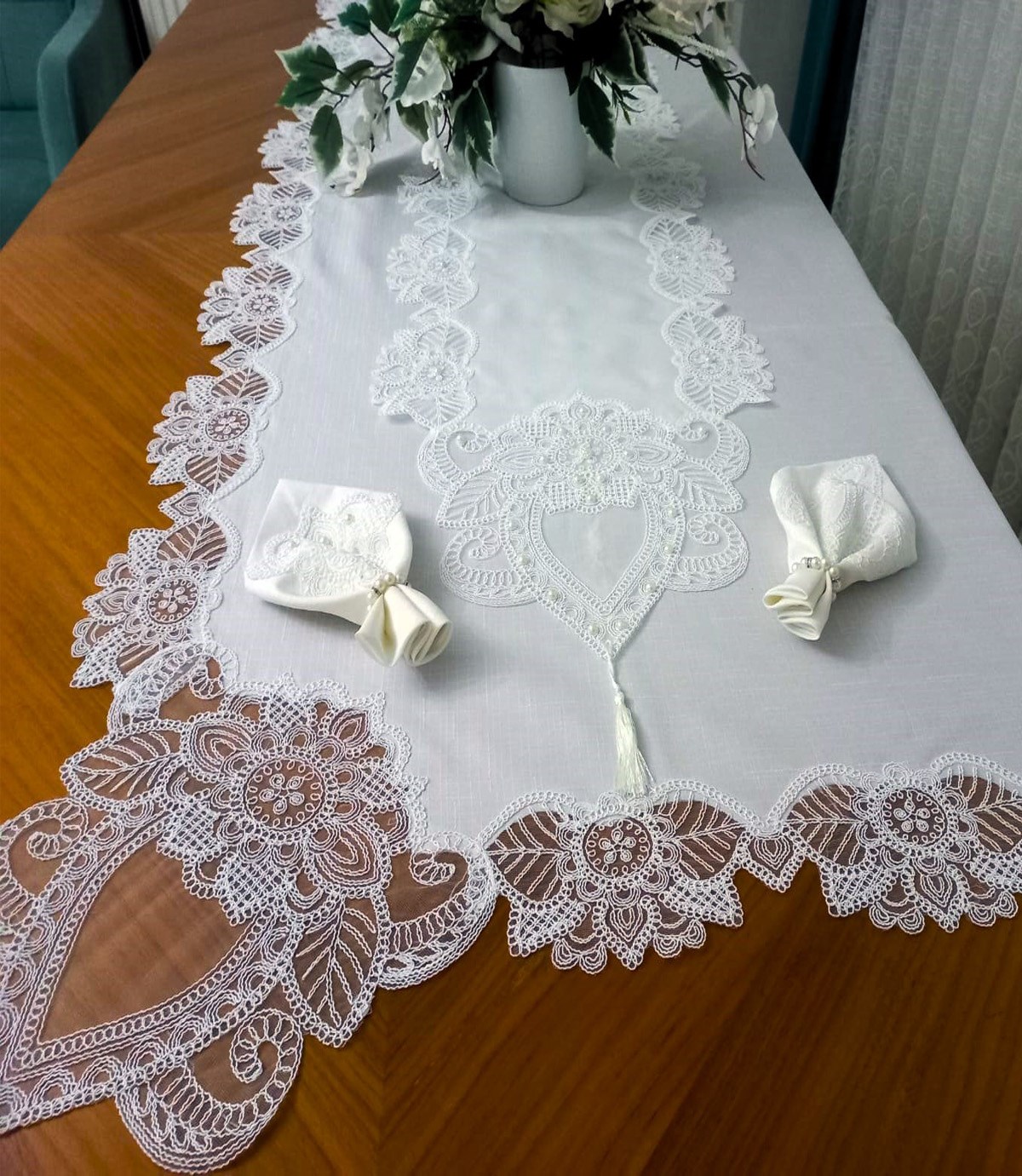 12 Kişilik Masa Örtüsü Takımı, Masa Seti 12 Kişilik 26 Parça 160x220cm