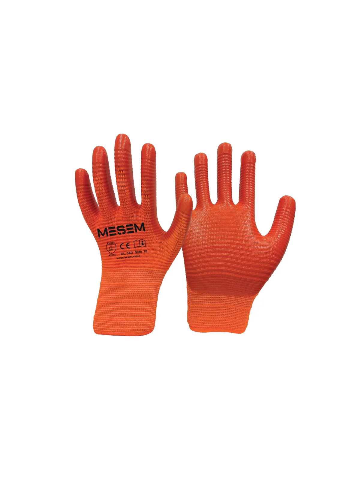 1/2 Nitril Kaplı Zebra Turuncu Eldiven No:10 MES EL340