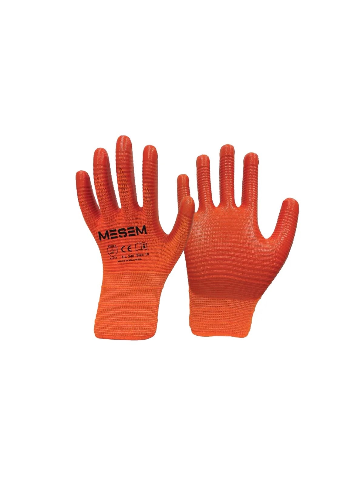1/2 Nitril Kaplı Zebra Turuncu Eldiven No:10 MES EL340