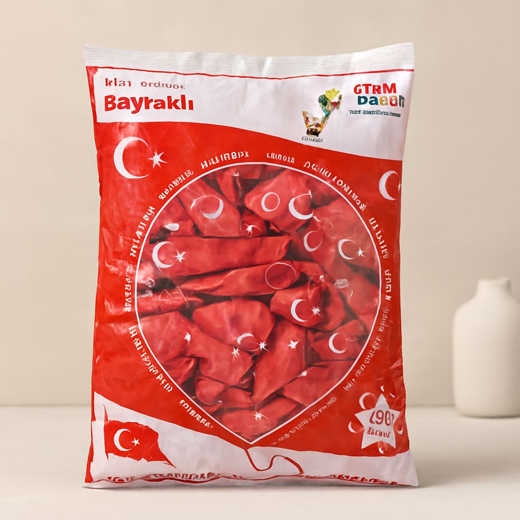 12 inç Bayraklı Lateks Balon - 100lü Paket