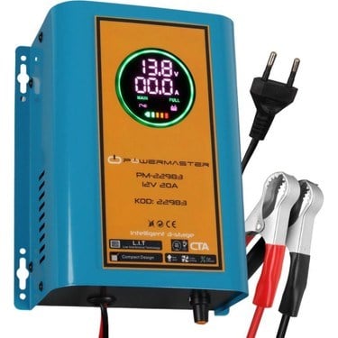 12V 20A Dijital Ekranlı Kuru-Asit-Jel Akü Şarj Cihazı