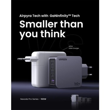 160W Hızlı Şarj Cihazı, 100W Kablolu Type-C ve USB Girişleri