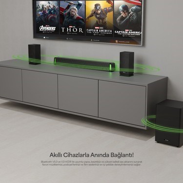 160W Rms Ev Sinema Soundbar, Bluetooth ve HDMI Desteği ile
