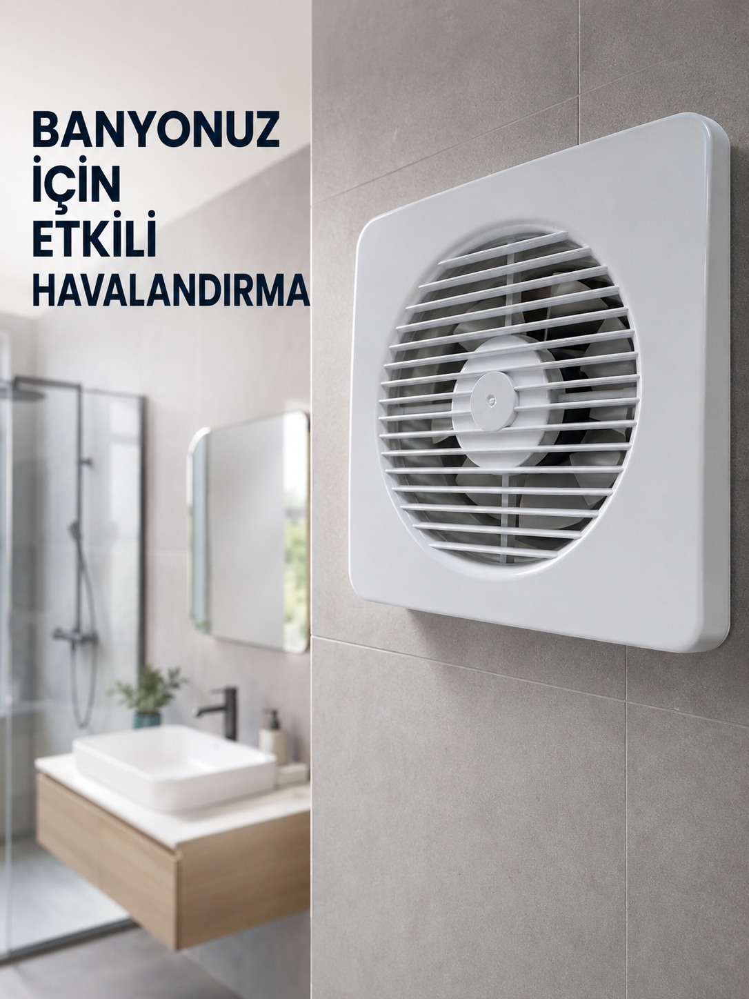 20 W Havalandırma Fanı 150 mm Bağlantı Çapı 20,8 x 20,8 cm Dekoratif Aspiratör