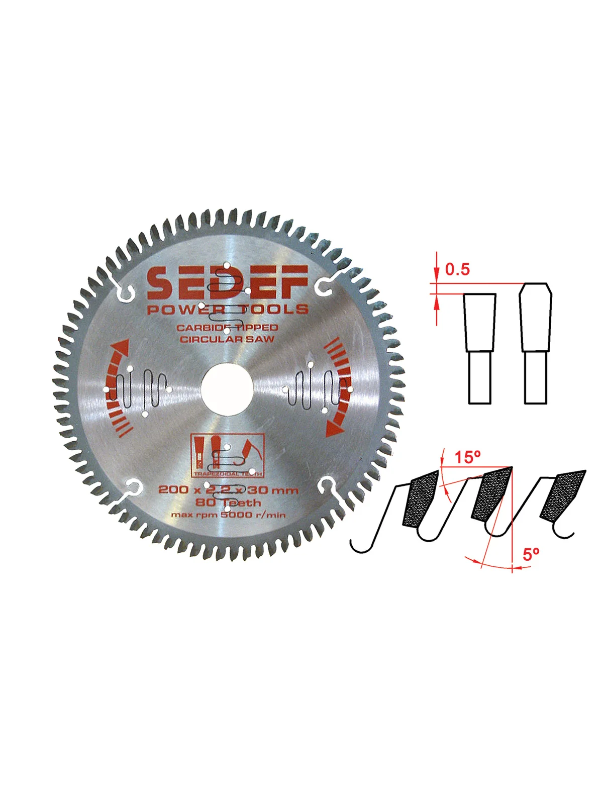 200x30-25-20x2.8x2.8 mm diş Trapez Pozitif Diş Testere