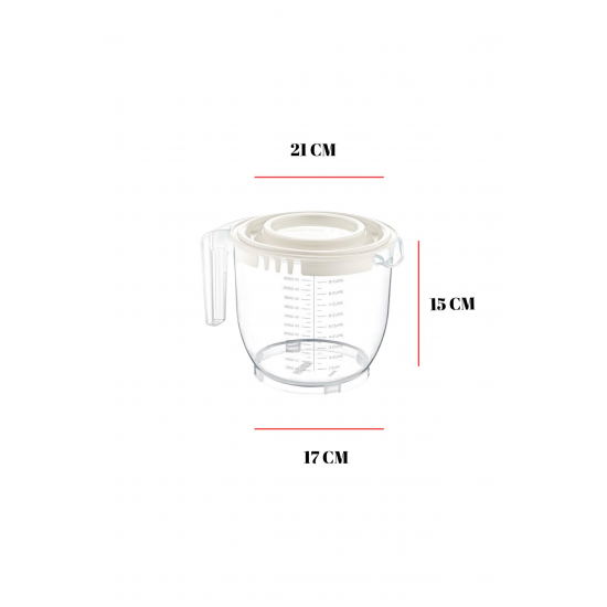 2200 Ml Mikser Kabı Beyaz & Ölçü Kabı & Saklama Kabı