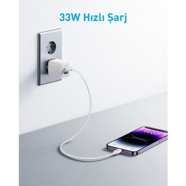 33W Hızlı Şarj Aleti, 2 Bağlantı Noktası ile Kullanıma Hazır
