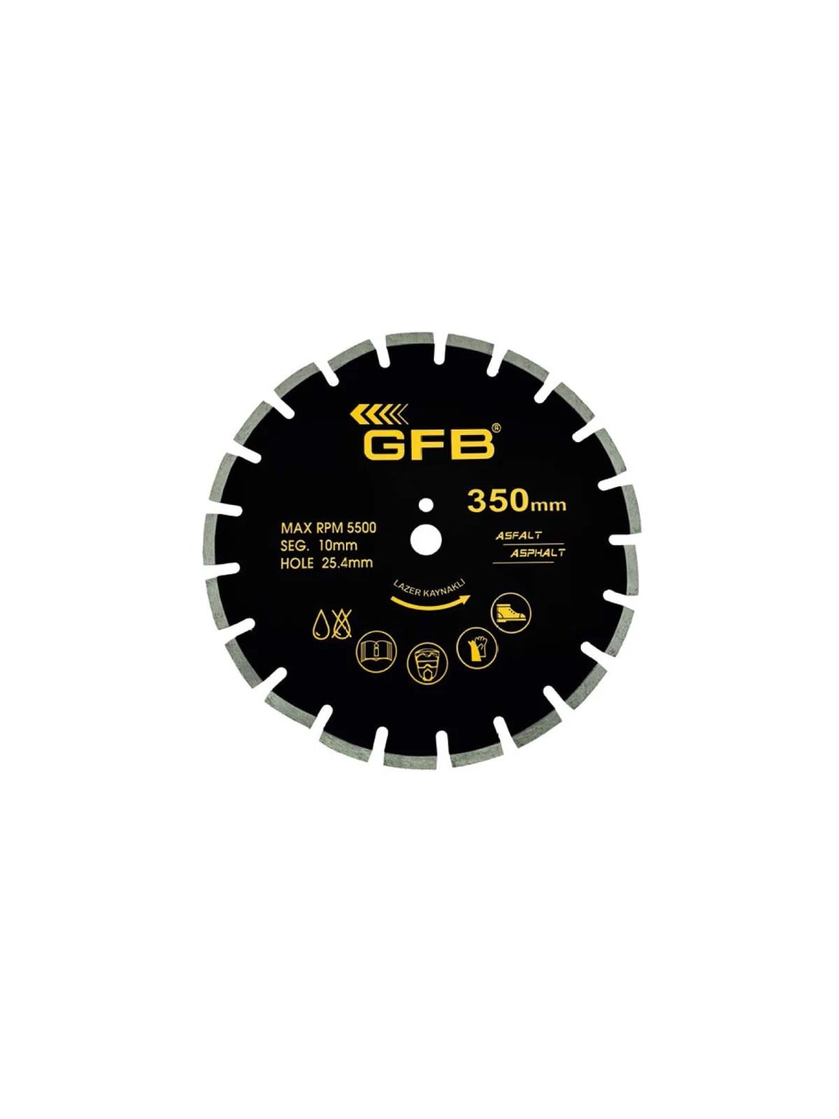 350x25.4x10 mm Asfalt Kesme Testere Lazer Kaynaklı GFB2373