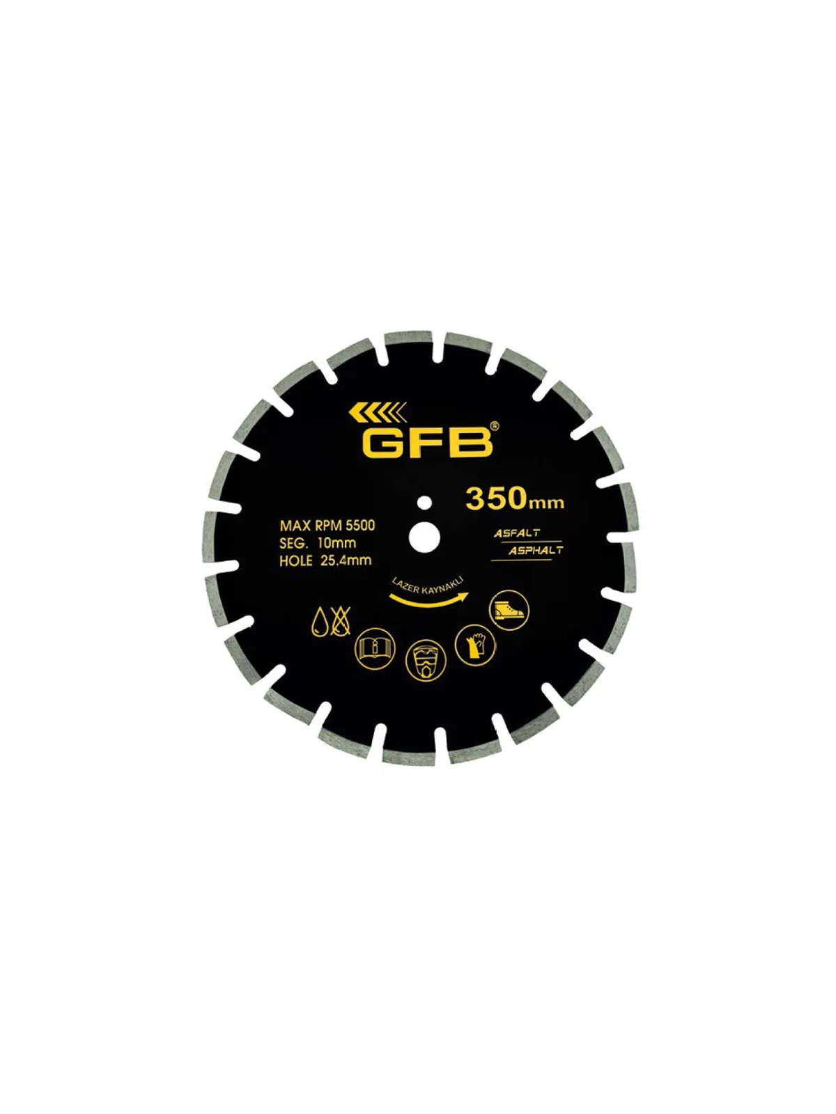 350x25.4x10 mm Asfalt Kesme Testere Lazer Kaynaklı GFB2373