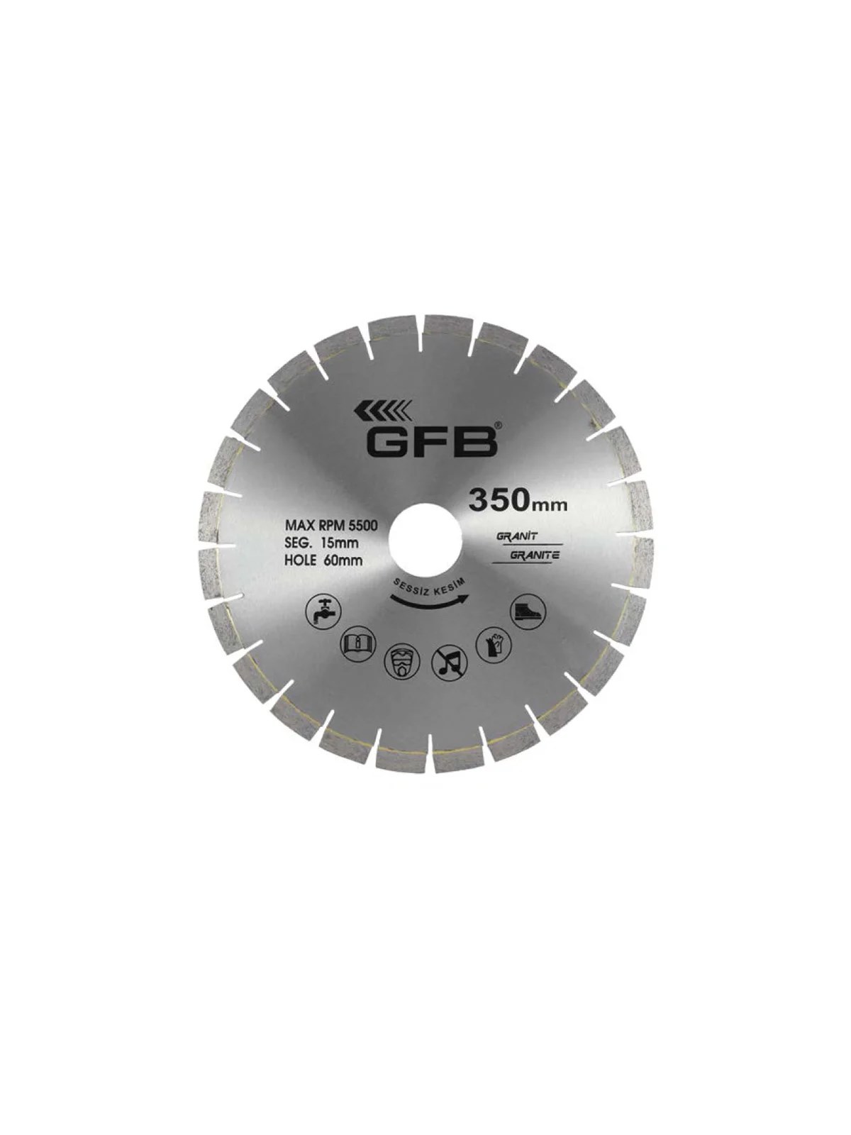 350x60-40x3.3x15mm Granit Kesme Testere Lazer Kaynaklı (Sessiz Kesim) GFB2376