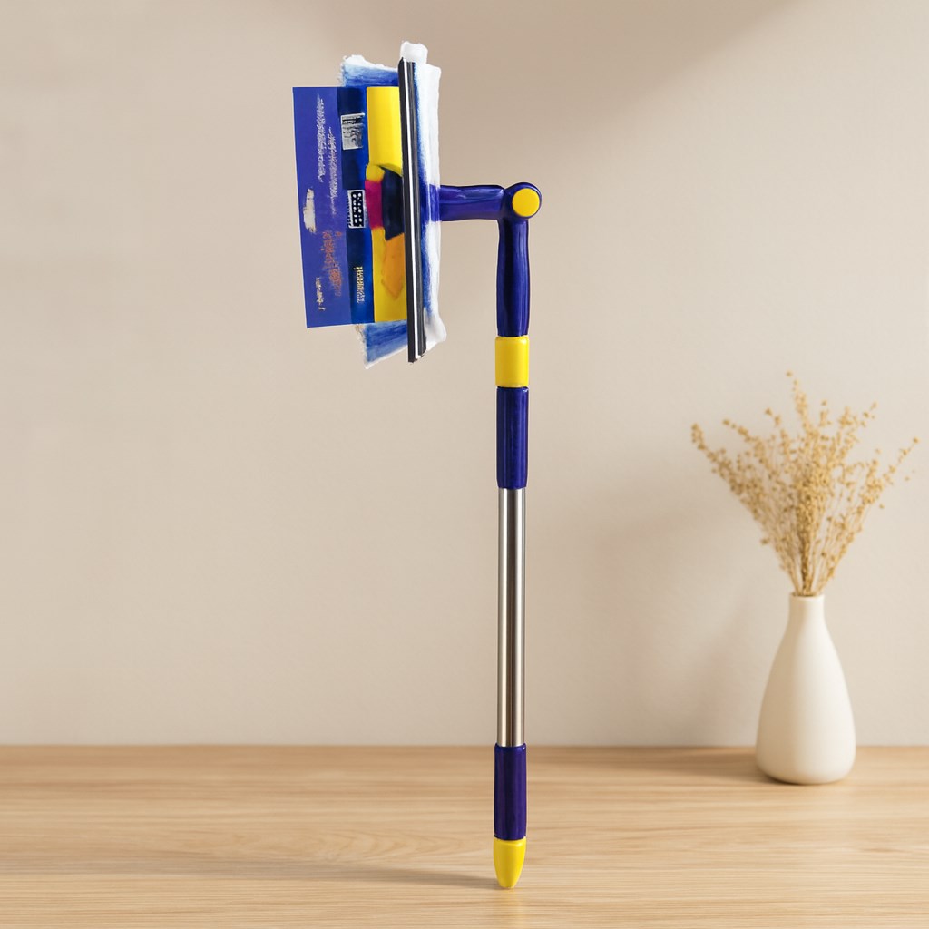 360° Başlıklı Uzayan Saplı 2li Cam Sil ve Mikrofiber Mop 24.5 cm (85-133 cm)