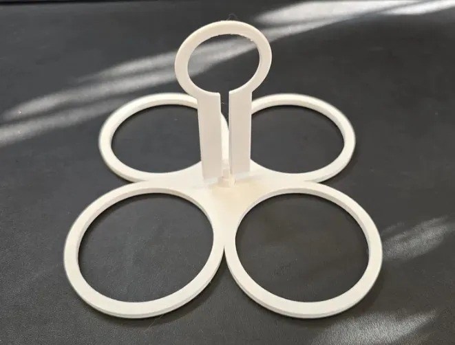 3D Baskı 4'lü Bardak Taşıyıcı Katlanabilir İçecek Tutucu Havuz ve Plaj Bardaklık Beyaz