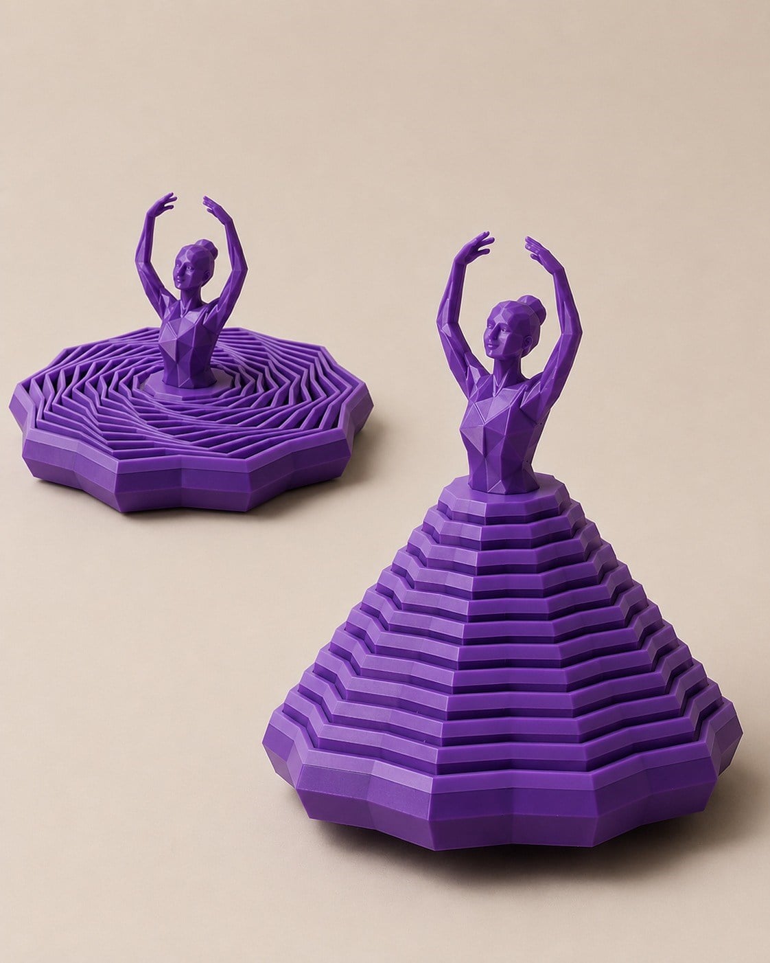 3D Baskı Balerin Figürlü Fidget Oyuncak - Hareketli Optik İllüzyon Masa Dekoru-Mor