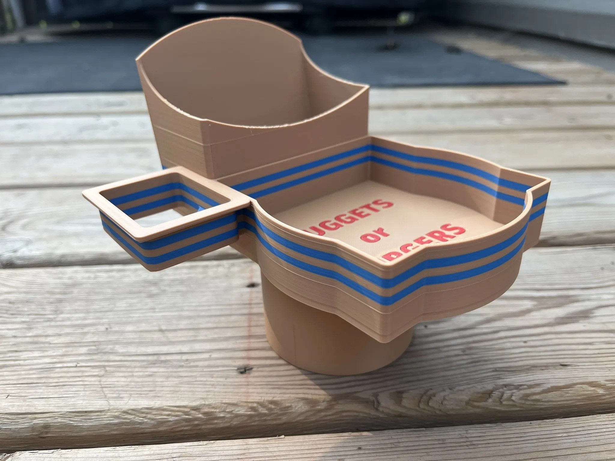 3D Baskı Fast Food Temalı Atıştırmalık Sunum Kabı Bardaklık Uyumlu Patates Nugget Bölmeli Tepsi Araç İçi