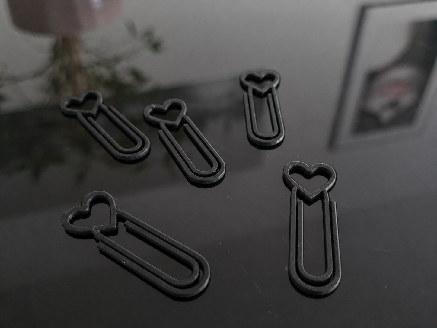 3D Baskı Kalp Figürlü Ataç - 10lu Set - Siyah